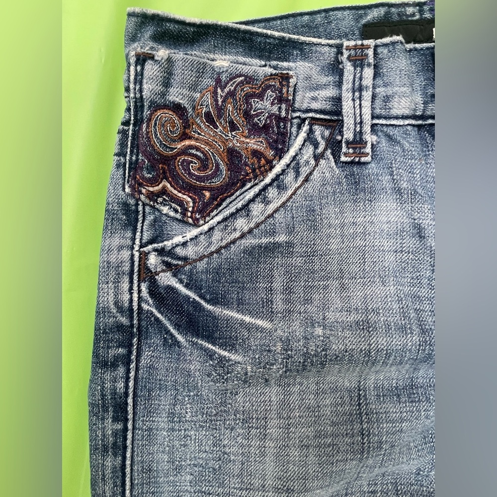 LOW RISE MISS SIXTY YK2 VINTAGE BLUE JEANS ,DISTRESS WITH EMBROILED POCKETS  24 - Picture 3 of 16